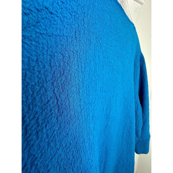 Ali Miles Textured Blouse Size 3X Blue Lagenlook Artsy Faux Wrap Tunic Shell - Picture 6 of 6